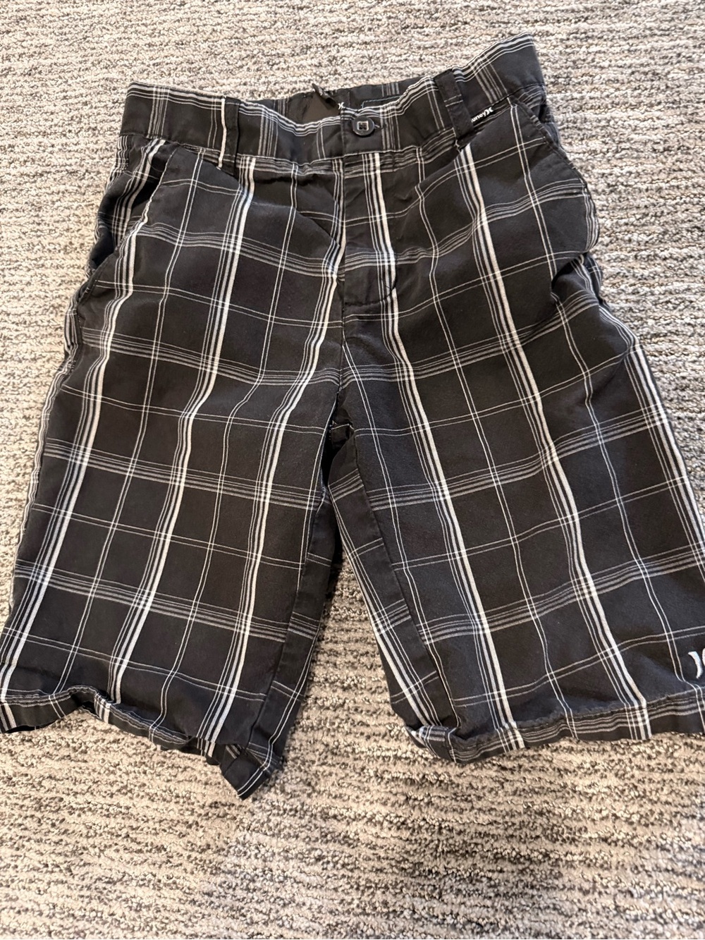 Hurley Black Plaid Boy’s Shorts - Casual Summer Boardshorts